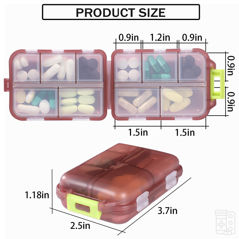 4PCS Travel Pill Organizer Portable Pocket Pill Case Small Pill Box for Purse Medicine Organizer Have 10 Compartments Storage Vitamin Fish Oil by INVODA (4 Pack+Lables) 4 Pack+lables