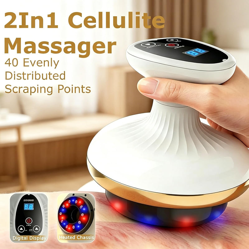 Rechargeable Cellulite Remover,Electric Gua Sha Device for Cellulite Massage Tool,9 Suction Levels&Heating,Handheld Massager,Reduce Stretch Marks & for Legs, Arms & Belly