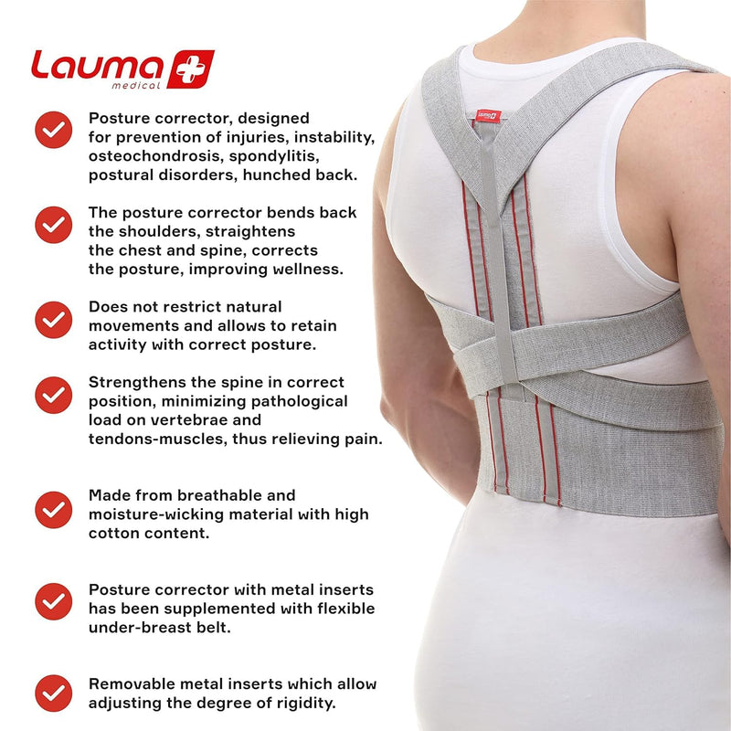 Posture Corrector with Metal Inserts for Women and Men, Adjustable & Breathable Back Brace, Pain Relief for Neck, Back, and Shoulders, Upper Back Support, Back Straightener for Posture, Small