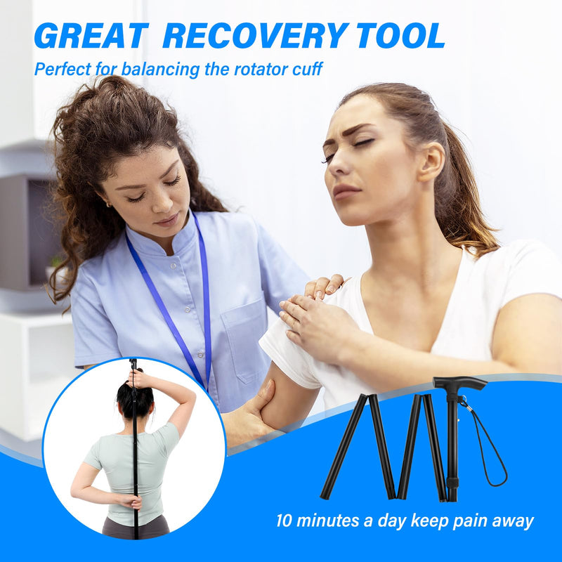 [Australia] - Foldable Shoulder Wand for Physical Therapy & Rotator Cuff Rehab - Lightweight, Portable & Long Enough - Exercise Equipment & Stretching Tool 