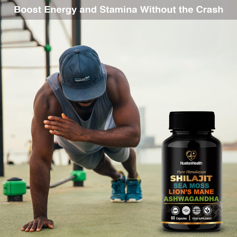 Shilajit, Sea Moss, Lion's Mane, and Ashwagandha Capsules - Comprehensive All-in-One Wellness Supplement for Mind, Body, and Vitality - 60 Vegan Capsules Primal Boost 60 count (Pack of 1)