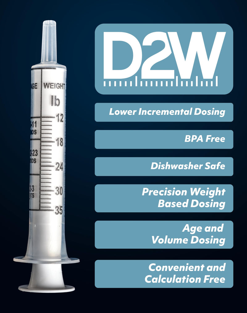 [Australia] - DOSE-2-WEIGHT Oral Syringe, Precision Dosing Dispenser for Infants Acetaminophen (160mg/mL), for Children Under 3 Yrs Old, Patented, Made in America 