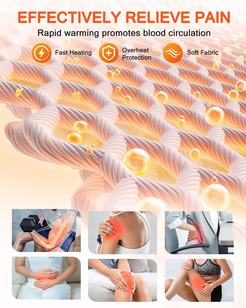 Electric Heating Pad for Back with Adjustable Belt, Moist Heat for Cramps | 12"X24"+26" Large Size, Hands-Free Wear, 6 Heat Levels, 4 Timers, Auto Shut Off, Machine Washable, Gift For Women & Men
