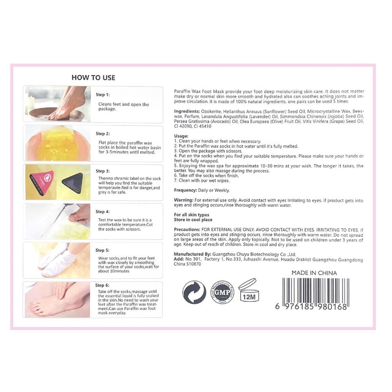 [Australia] - 10-Minute Paraffin Hand & Foot Treatments, Self Contained Paraffin Wax Gloves and Booties Set for Intensive Hydration At Home (Vitamin C) 