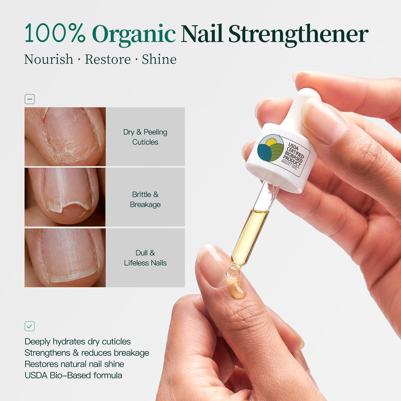 APUREE 100% Bio-Based Cuticle Oil 1 fl oz with Organic Black Rose Extract | Deep Moisture for Dry Cuticles & Weak Thin Nails, Nail Strengthening & Growth Oil with Jojoba Oil & Squalane, USDA Verified Gold