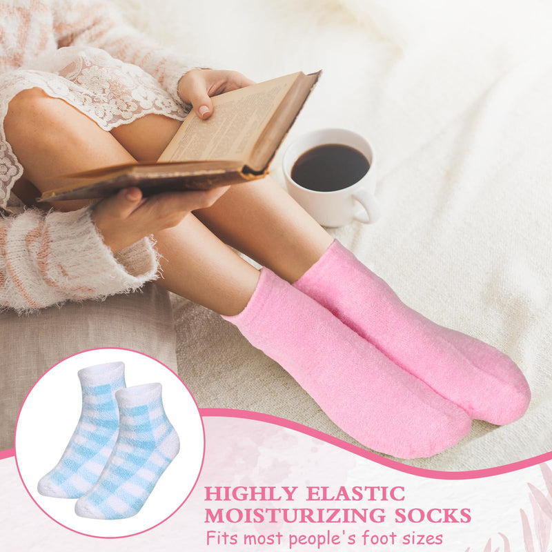 [Australia] - 8 Pairs Aloe Socks Natural Moisturizing Spa Socks Lotion Socks Softening Aloe Infused Socks for Women Men Repairing Gel Sleeping Fuzzy Socks for Dry Cracked Feet Skins (Stylish) Stylish 