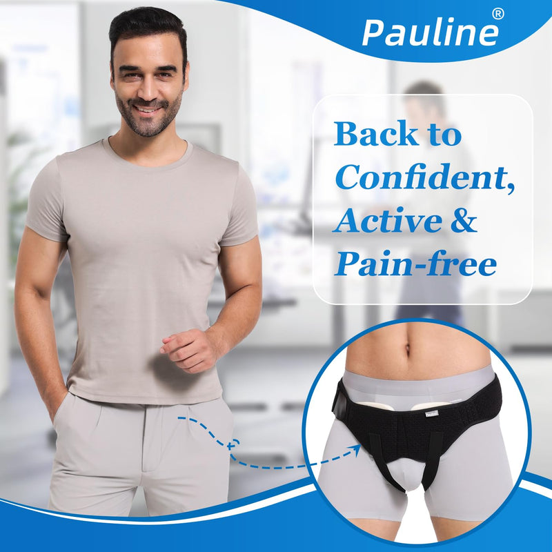 Inguinal Hernia Belt for Single/Double Hernia Support, Groin Hernia Truss for Men & Women Pain Relief with 2 Removable Compression Pads - Soft, Skin-friendly Fabric (Size S)