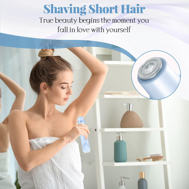 [Australia] - Bikini Trimmer for Women, 2 in 1 Dual Head Painless Electric Razors for Women, Bikini Shaver, Wet and Dry Waterproof Womens Shaver for Face, Legs, Underarm (Blue) Blue 