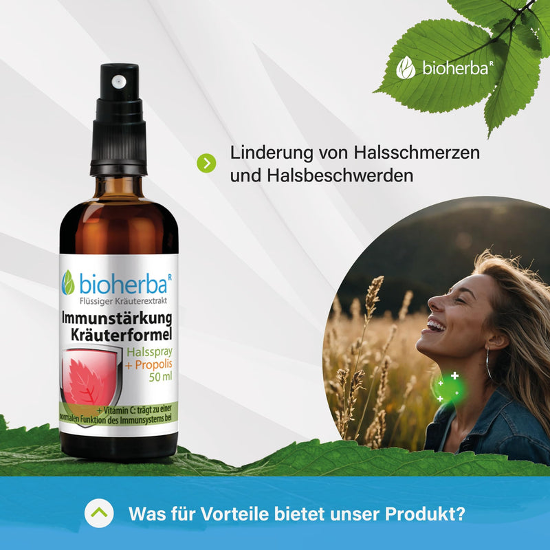 [Australia] - BIOHERBA throat spray and throat spray - immune strengthening herbal formula with propolis, 50 ml - relieves sore throat - natural throat care with plant extracts, vitamin C & propolis, PZN: 17188657 1 piece 