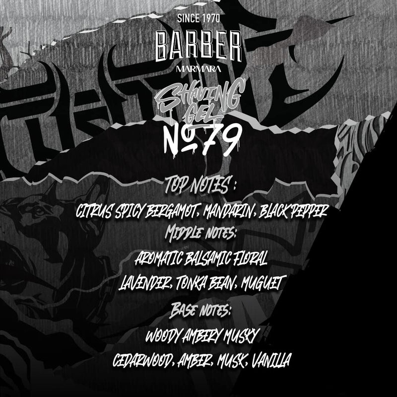[Australia] - BARBER MARMARA shaving gel men No.79 - men's shaving gel transparent 500ml - shaving gel men - for a precise shave of the beard contours - optimal gliding - cools the skin - with pump dispenser 