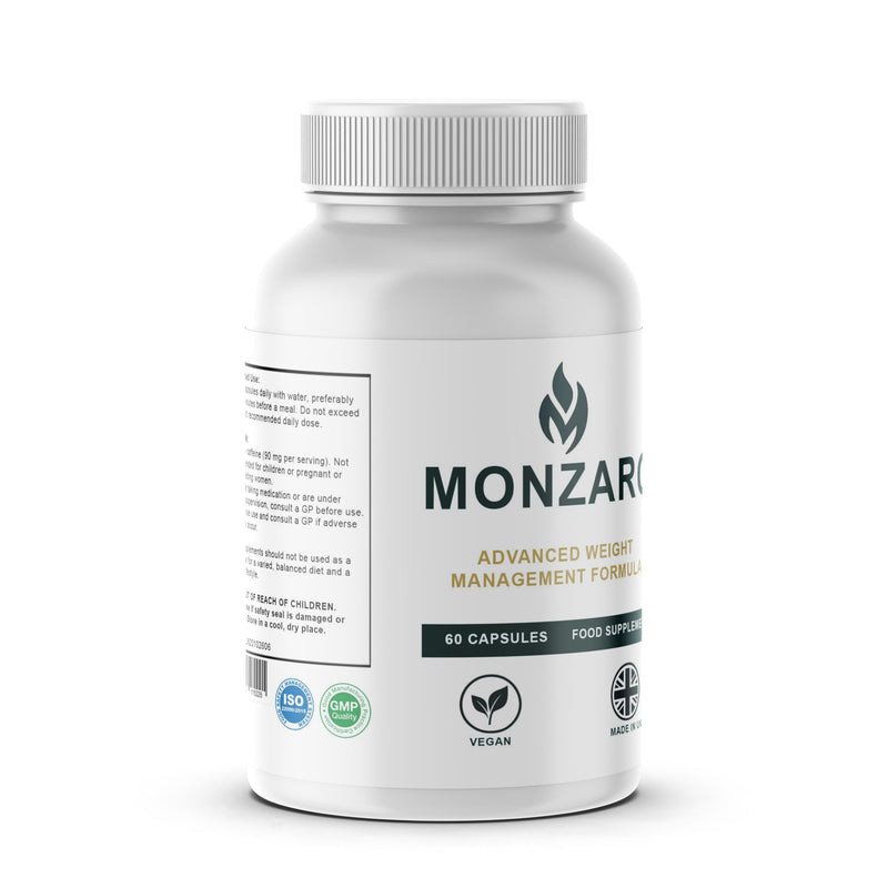 MONZARO Advanced Weight Management Formula – 60 Capsules – Premium Natural Fat Burner & Metabolism Booster – Appetite Suppressant & Energy Support – UK Made Food Supplement