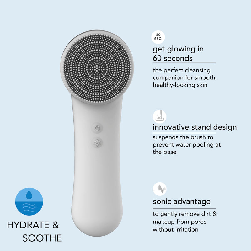 [Australia] - skn by conair Cryotherapy Advanced Facial Cleansing Brush, Featuring Ultra-Hygienic Silicone Brush Head and Cool Plate to Help Soothe Inflammation and Reduce Puffiness 