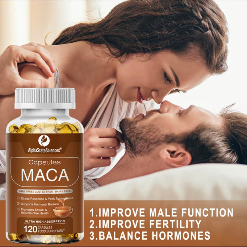 Premium Blend - Maca Root 6000mg, Ashwaghanda 500mg, and More - Energize, Boost Vatality, and Enhance Well Being 120 Capsules - 2months Supply