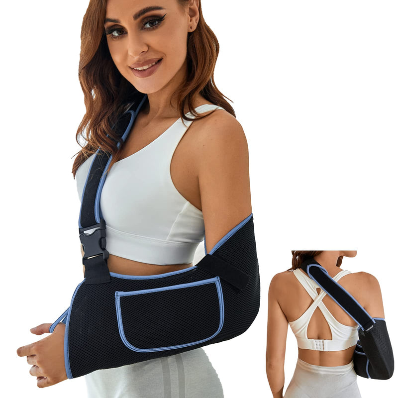Arm Sling Shoulder Immobilizer-Rotator Cuff Support Brace-Comfortable Medical Sling for Shoulder Injury,Left and Right Arm,Men and Women,for Broken,Dislocated,Fracture,Strain(Large) Large