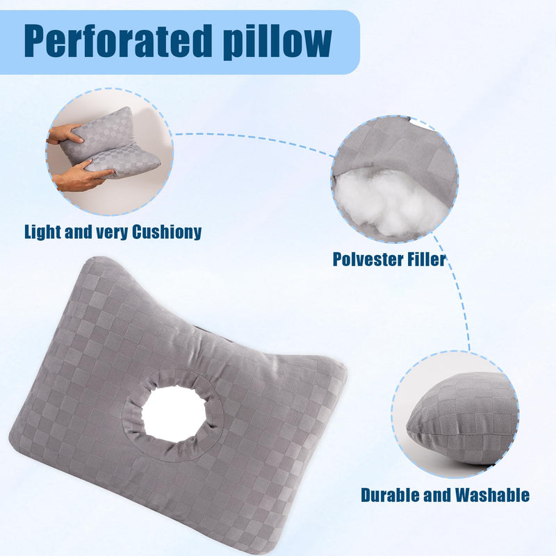[Australia] - Ear Piercing Pillow for Side Sleepers with an Ear Hole, Polyester CNH Pillow, Comfortable Ear Pillow for Ear Pain, Piercing, Pain Relief Sleeping, Pressure Sore, Ear Guard Pillow (Grey) 