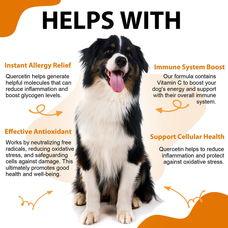 Quercetin for Dogs, 60ML Quercetin Liquid Drops Supplements with Vitamin C for Dog Allergy Relief, Immune Support, Itch Relief & Antioxidant (Natural Bacon Flavor)