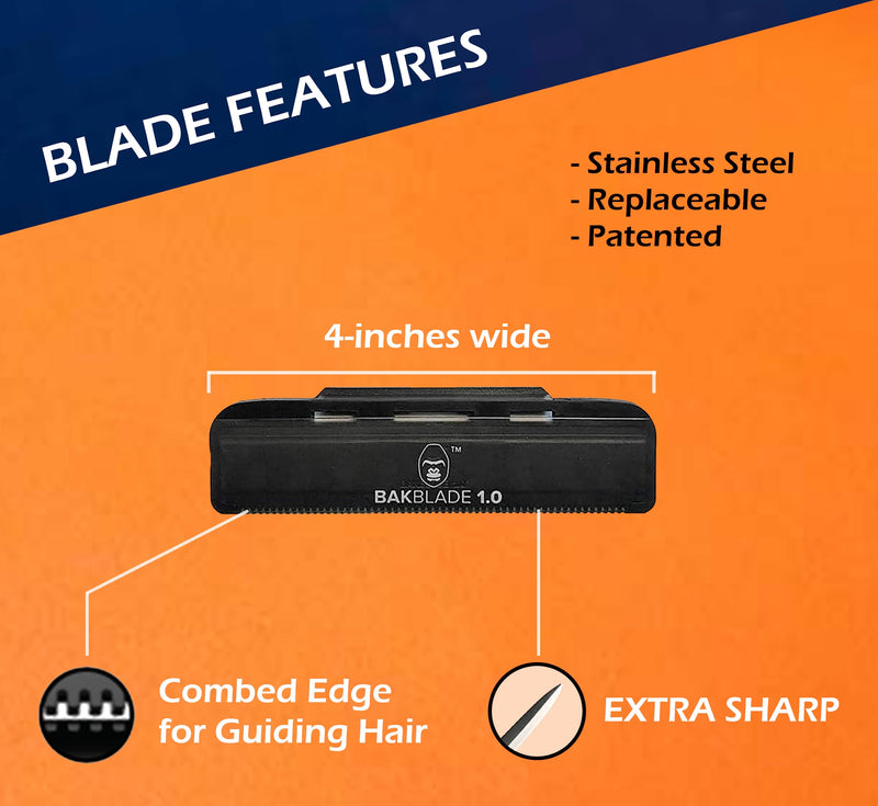 [Australia] - Bakblade 1.0 Back Shavers Men, Hair Removal Body Shaver (DIY) - Extra-Long Handle Trimmer, Wet Dry Shave BAKblade 1.0 