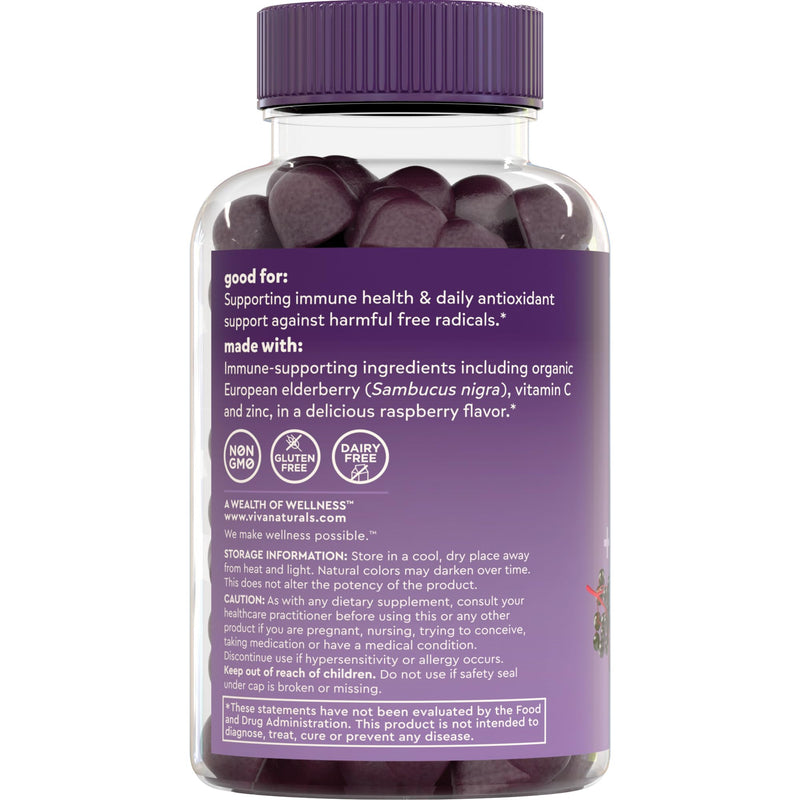 [Australia] - Organic Sambucus Elderberry Gummies with Zinc and Vitamin C (120 Count) - 3 in 1 Black Elderberry Gummies for Adults Immune Support, Chewable Elderberry Supplements, Immunity Gummies 