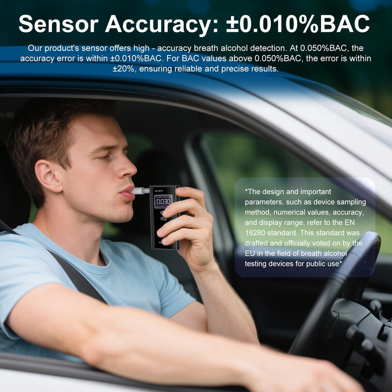 Homealexa Breathalyzer for Alcohol, Portable Alcohol Tester with Digital BAC Display, High Accuracy Sensor, 3-5s Fast Test, Personal Breathalyzer with 10 Mouthpieces for Home Party Use