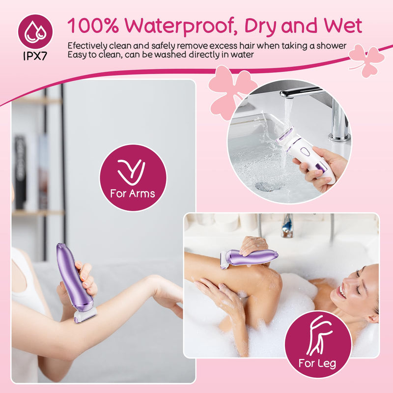 [Australia] - Electric Shaver for Women, Gifts for Women, Electric Razor for Womens, Rechargeable Wet DryLady Hair Remover,IPX7 Waterproof, Shaver for Legs (Purple) 