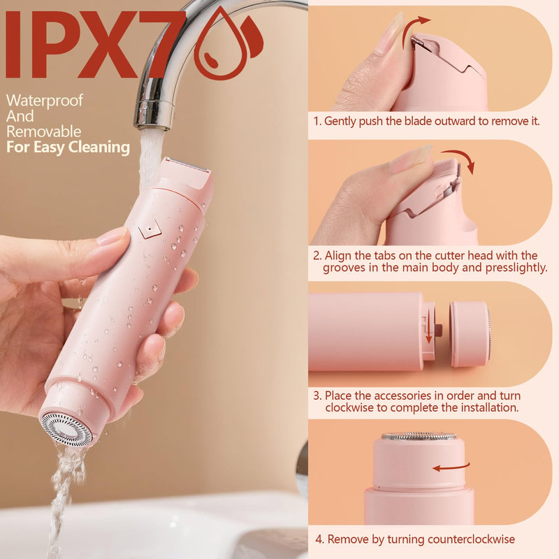 [Australia] - Electric Bikini Trimmer for Women - Dermave Bikini Shaver, Dual Head Shaver Women, 2-in-1 (Pink) Pink 