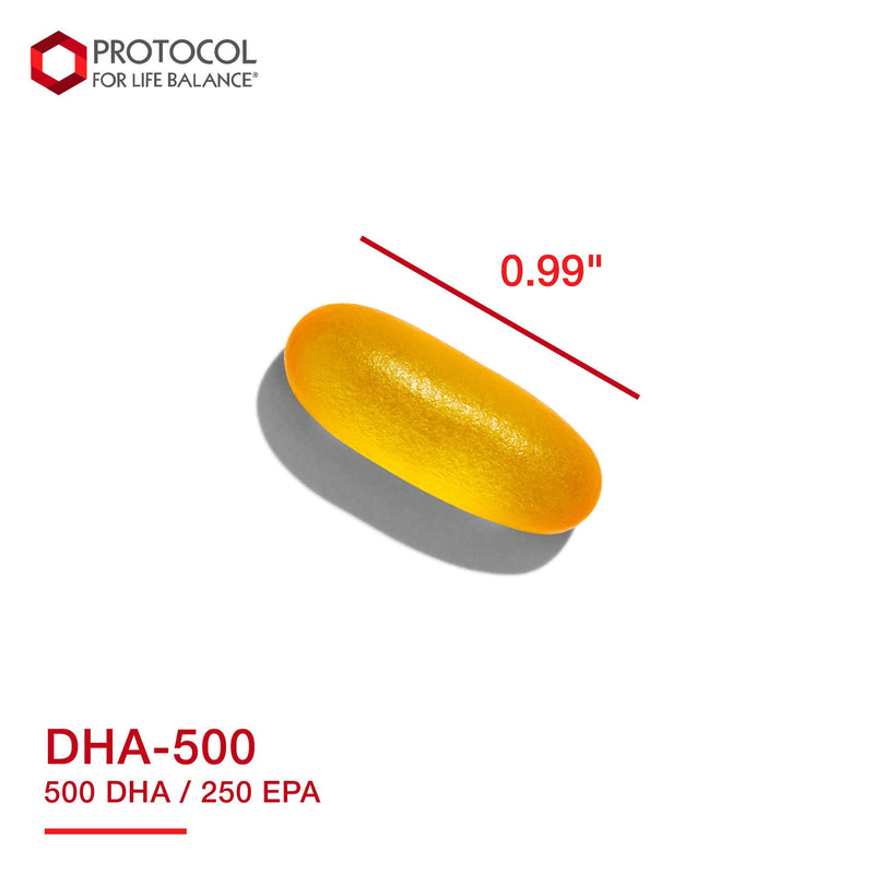 [Australia] - Protocol DHA-500 - DHA 500mg & EPA 250mg - Fish Oil Supplement - Brain Health & Support* - Easy Digestion - Non-GMO & Halal - 120 Softgels 