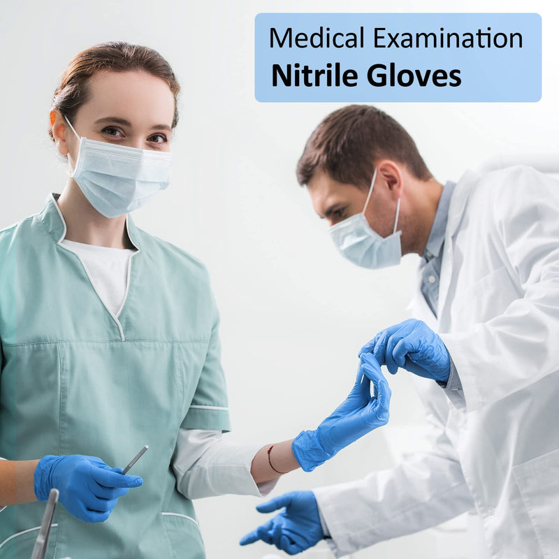 [Australia] - Schneider Nitrile Exam Gloves, Blue, 4 mil, Powder-Free, Latex-Free, for Medical Exam, Cleaning and Food Prep, Non-Sterile 100 Medium 