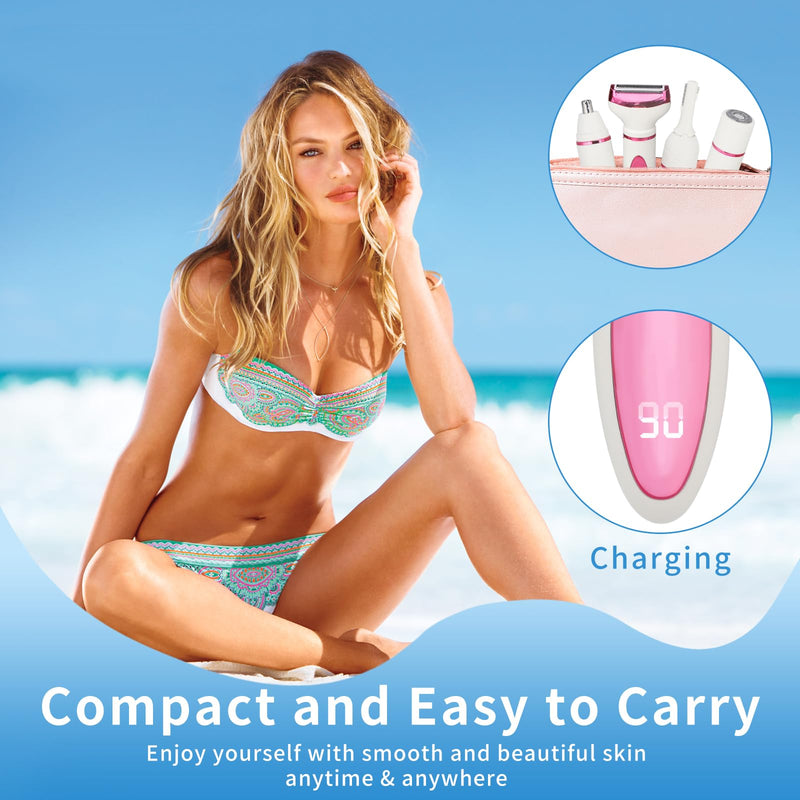 [Australia] - Wet & Dry Electric Razor for Women Men,4 in 1 Rechargeable Led Display Electric Shaver and Facial Hair Remover,Painless Ladies Body Razors for Nose Face Body Leg Bikini Arm Hair Purple White 