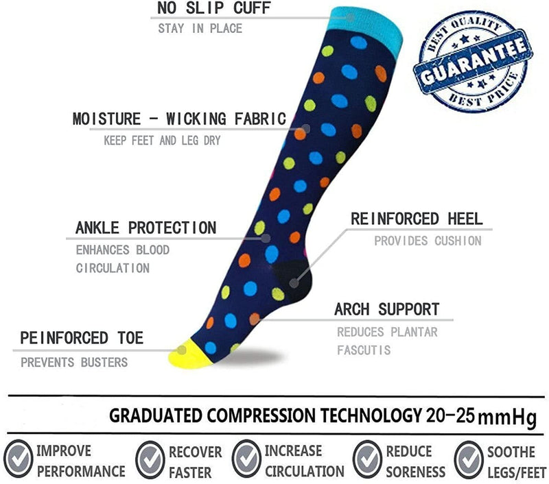 [Australia] - 8 pairs of compression stockings for men and women (15-20 mmHg), compression socks, support stockings for nurses, sports, flight, travel, running, athletics, pregnancy, medical, blood circulation S-M Assorted 1 (8 pairs) 