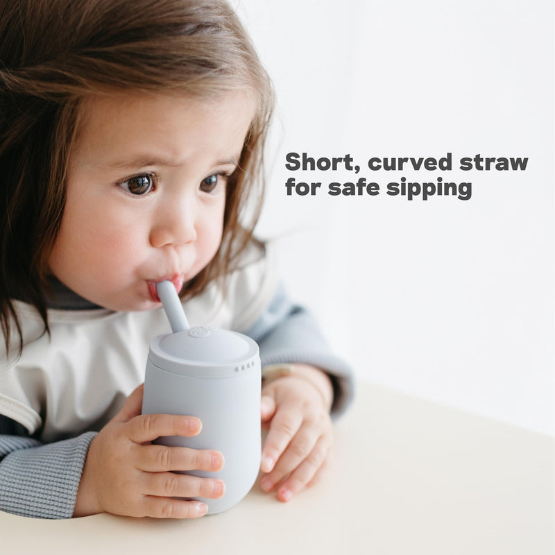 [Australia] - ezpz Mini Cup + Straw Training System (Sage) - 9 Months+ - 100% Silicone Training Cup for Infants + Toddlers - Designed by a Pediatric Feeding Specialist Sage 4 Ounces 