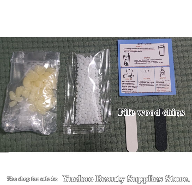 VEZE Tooth Repair Kit-Thermal Fitting Beads Granules and Fake Teeth for Temporary Fixing Missing and Broken Tooth, Moldable Fake Teeth and Thermal Beads Replacement Kit.【Teeth - Piece Yellow】 Teeth - Piece Yellow