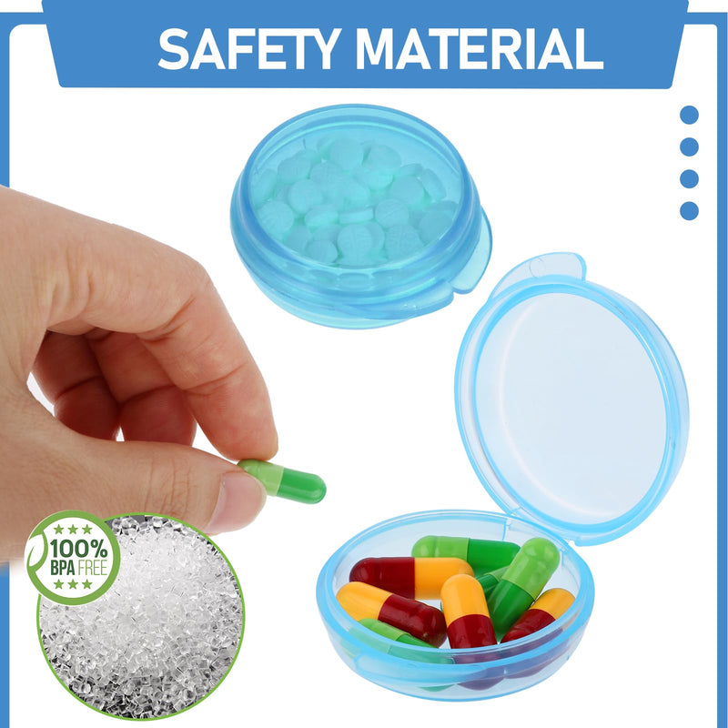 4 Pcs Mini Pill Organizer Small Pill Box Cute Portable Pill Case, 4 Blue | for Pocket Purse, Travel Storage Containers, Earplug Case, Medicine Dispenser, Vitamin Holder