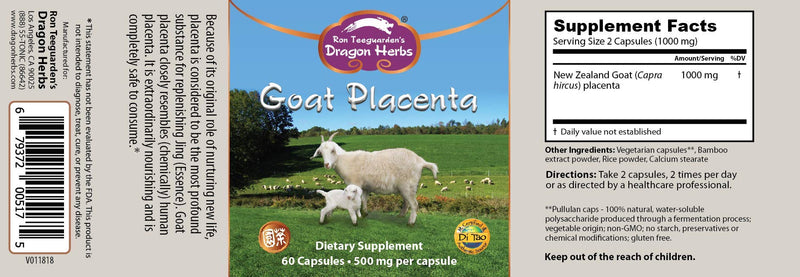 [Australia] - Dragon Herbs - Goat Placenta Capsules - 500 mg - 60 Capsules 
