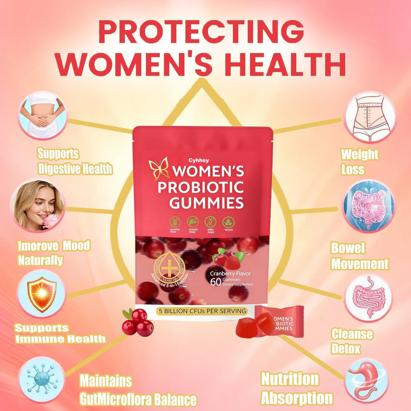 Vaginal Probiotics for Women，6 Premium Strains for PH Balance, Digestive Health, Vaginal & Immune Support, 5 Billion CFU,Odor Control & Digestive Wellness – 60 Gummies (1) 1