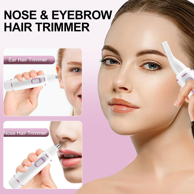 [Australia] - Nose Hair Trimmer Women, Nose Hair Trimmer Ear Hair Trimmer, 2 in 1 Professional Painless Nose and Facial Hair Trimmer, Dual Edge Blades, IPX7 Waterproof, Easy Cleaning White 