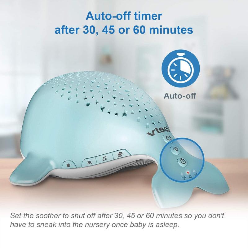 [Australia] - VTech Communications BC8312 Wyatt The Whale Storytelling Baby Sleep Soother with a White Noise Sound Machine Featuring; 10 Stories, 10 Ambient Sounds & 10 Calming Melodies with Glow-on-Ceiling 
