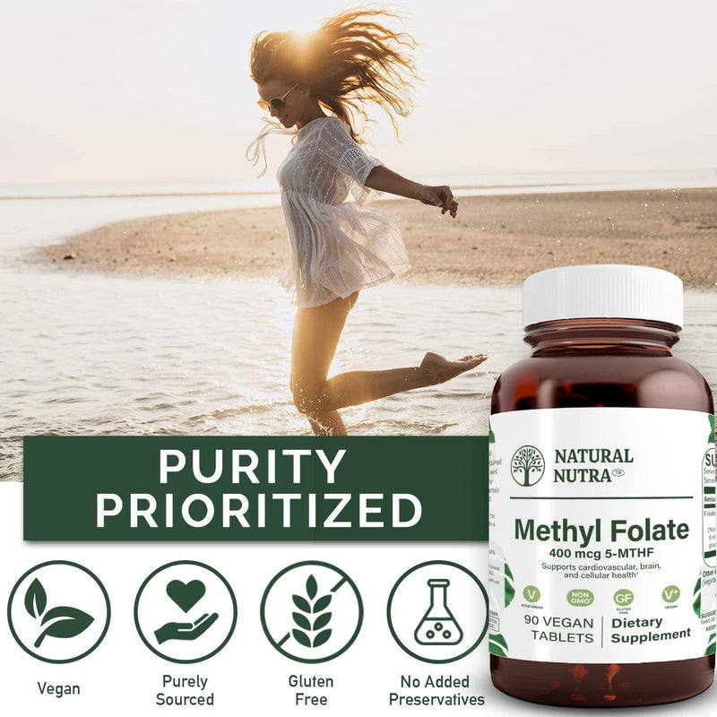 Natural Nutra Active Methyl Folate Supplement 90 Vegan Tablets (Pack of 3) | Quatre Folic, Supports Heart & Body Health, Helps Brain Health, Improves Positive Vibes, Helps Reduce Bone Tiredness, B9 90 Count (Pack of 3)
