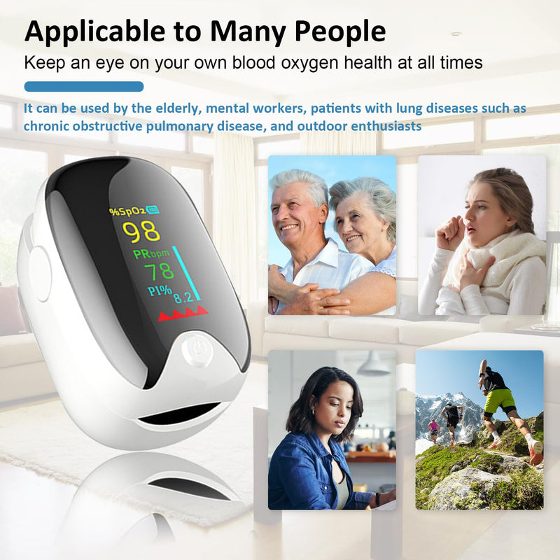 [Australia] - Pulse Oximeter Fingertip - Oxygen Meter Finger Pulse Oximeter - Blood Oxygen Saturation Monitor with Heart Rate and Fast Spo2 Reading, Pulse Ox with TFT Screen, Lanyard (Not include Batteries) 