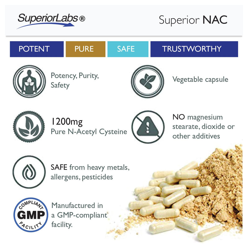 [Australia] - Superior Labs - NAC (N-Acetyl Cysteine) - Dietary Supplement with Selenium - 1,200mg, 150 vegetable capsules - Free Radical Protection - Normal Immune System Function - Maintains Cellular Health 