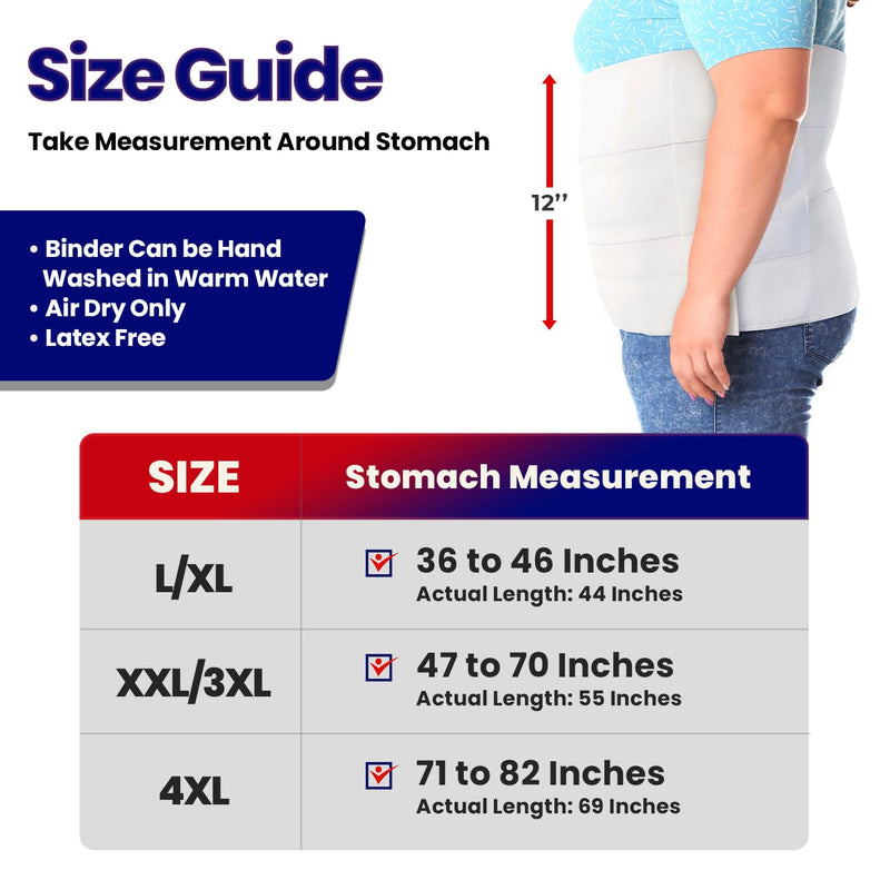 ARMSTRONG AMERICA Abdominal Binder Plus Size Belly Binder - Large/XL Black + White Bundle