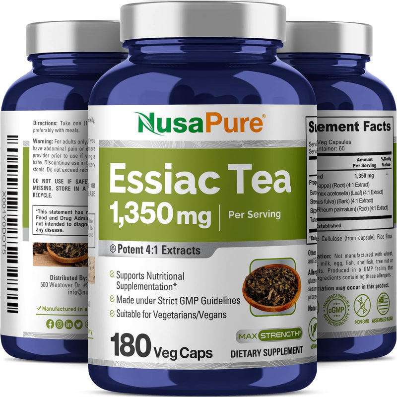 [Australia] - NusaPure Essiac Tea 1350 mg 180 Veggie Caps (Vegetarian, Non-GMO) 