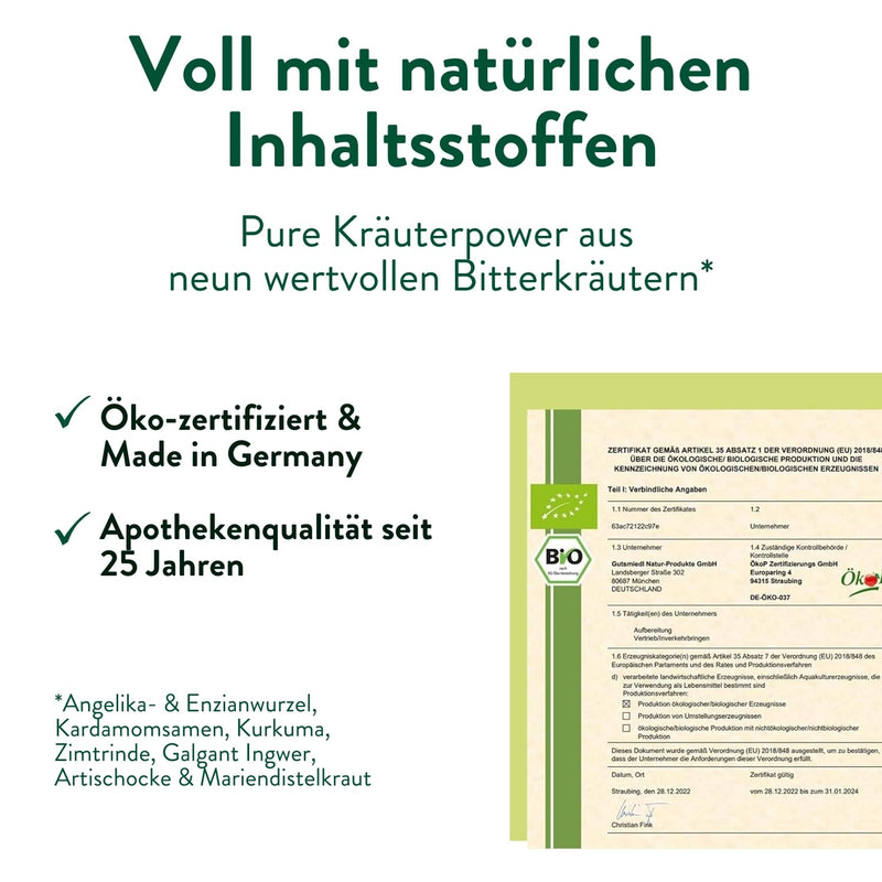 [Australia] - BitterKraft! Original organic bitter substances drops according to Hildegard von Bingen | high-dose bitter drops | 9 exquisite bitter herbs | 100% natural (50ml) 50 ml (pack of 1) 