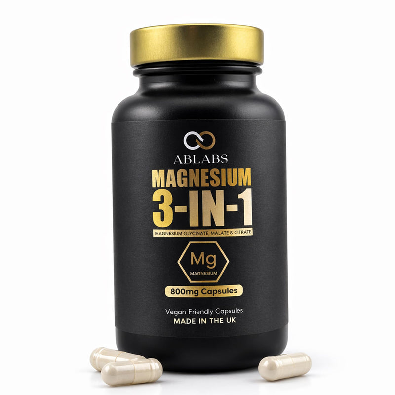 Magnesium 3-in-1 1600mg | ABLABS | Glycinate, Malate & Citrate | Made in The UK | Triple Strength 1600mg | Vegan Capsules (60) 60