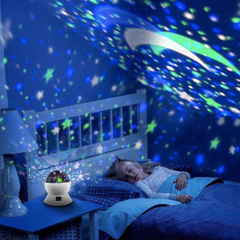 [Australia] - MOKOQI Star Night Light Projector for Kids with Timer - Glow in The Dark Stars and Moon, Best Gift for 1-14 Years Old White 