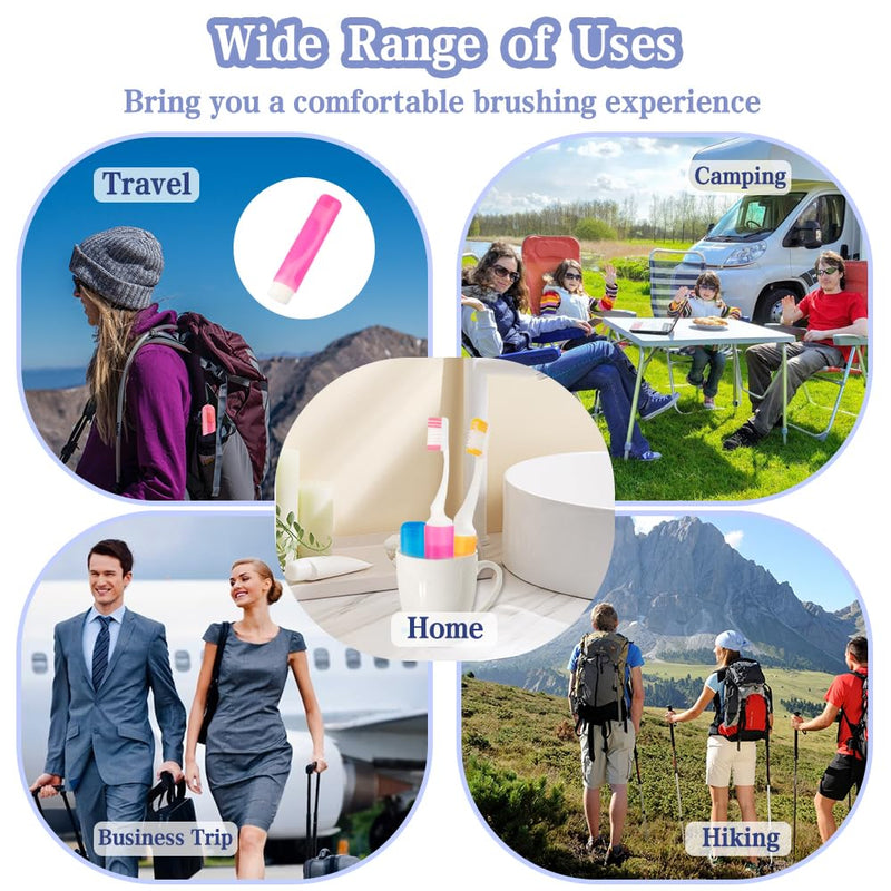 [Australia] - Travel Toothbrush Set - 3PCS Mini Soft Portable Toothbrushes With Covers, Small Folding Individually Wrapped for Camping and Home Styleb Pink+orange+blue 3 Pcs 