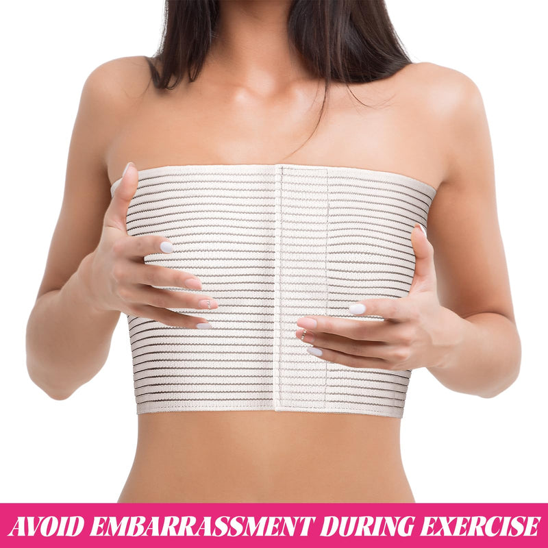 Geiserailie 2 Pcs Chest Compression Wrap Breast Support Band Sports Support Strap Bandage Adjustable Chest Binder for Large Breasted Women Prevent Breast Bounce for Sports Running(White,Large) White