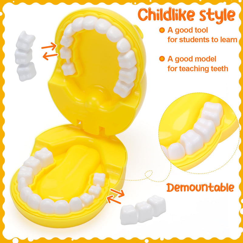 [Australia] - Skylety 2 Set Dentist Kit for Kids Dentist Play Set Dental Teeth Model with Toothbrush Child Dental Educational Card Standard Size Fake Brace Demonstration Teaching for Children Student(Giraffe) Giraffe 