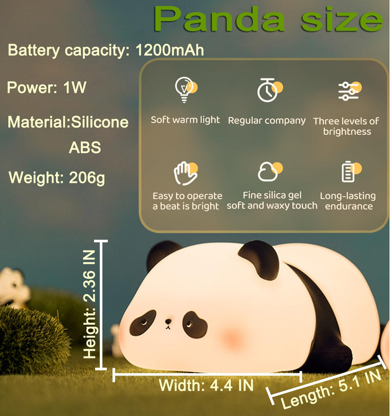 [Australia] - DREAMING MY DREAM Cute Panda Night Light, LED Squishy Novelty Animal Night Lamp, 3 Level Dimmable Nursery Nightlight for Breastfeeding Toddler Baby Kids Decor, Cool Gifts for Kids (Panda Pangda) Panda Pangda 