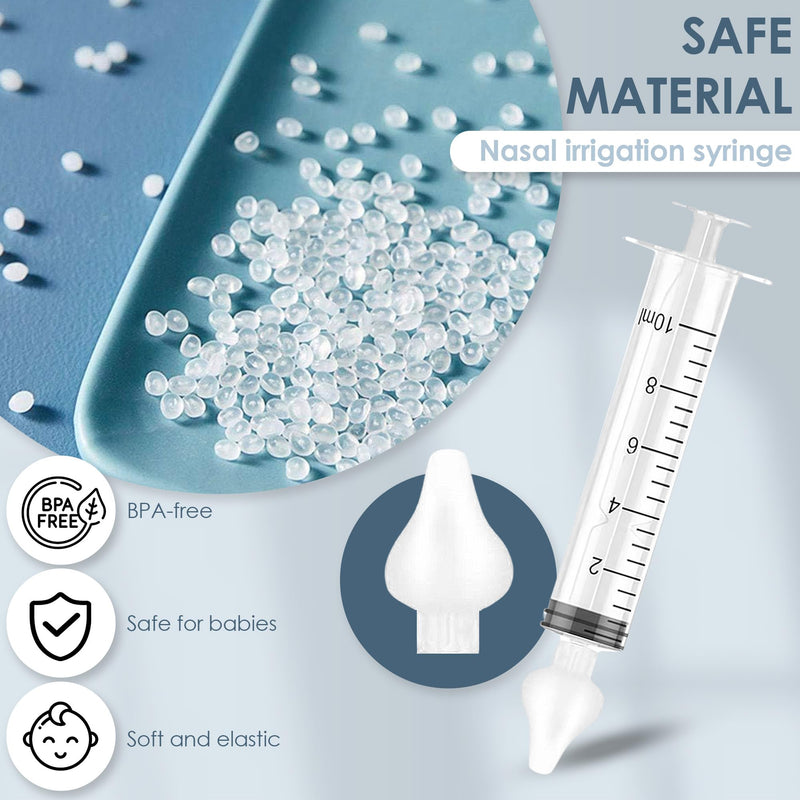 [Australia] - Bluet B - Baby Nasal Syringe (2-Pack) - Safe Silicone Nasal Aspirator for Newborn - Infant Mucus Removal - 10ml Nose Cleaner Syringe for Baby - Toddler Congestion Relief - Reusable Tips - White 10 ml 