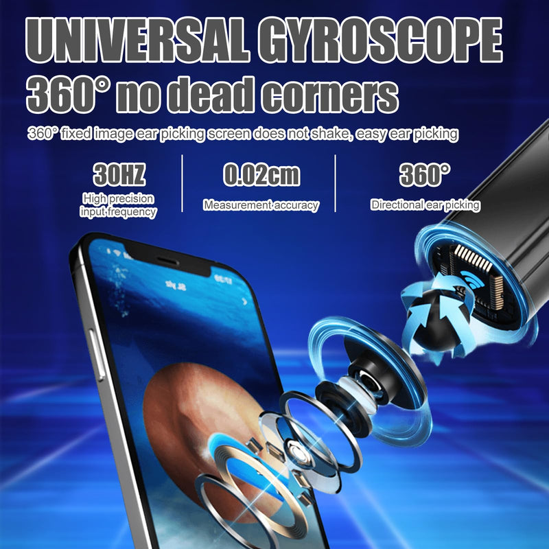 [Australia] - Delamiya Earwax Remover Otoscope, 1080P HD Otoscope with Camera Intelligent Wifi Ear Cleaner Otoscope Removal with 6 LEDs IP67 Waterproof Otoscope for iPhone Android Smartphones iPad Black 
